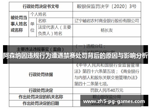 阿森纳因违规行为遭遇禁赛处罚背后的原因与影响分析